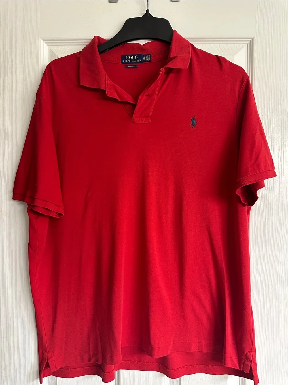 Polo by Ralph Lauren Men’s Bright Red Short-Sleeve Polo with Navy Pony